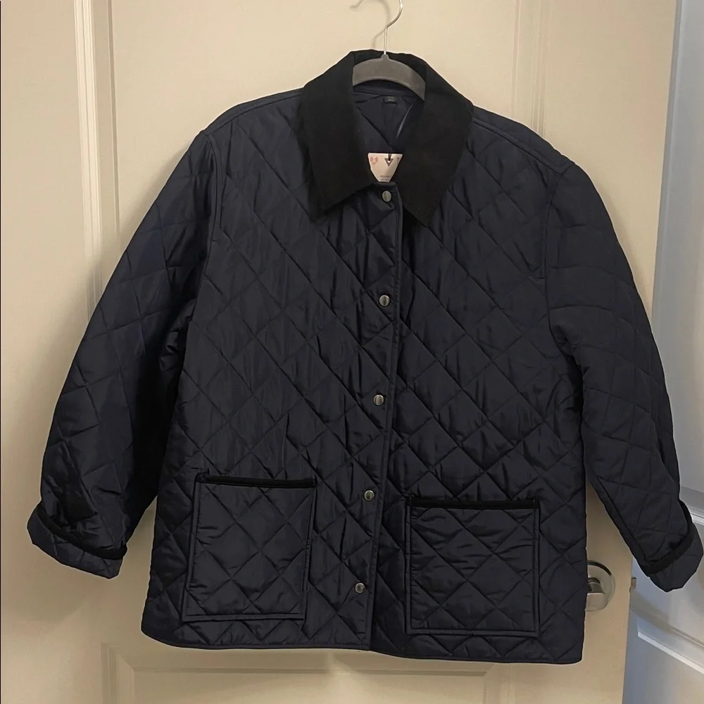 Zara Navy Blue Quilted Puffer Jacket - Picture 1 of 7